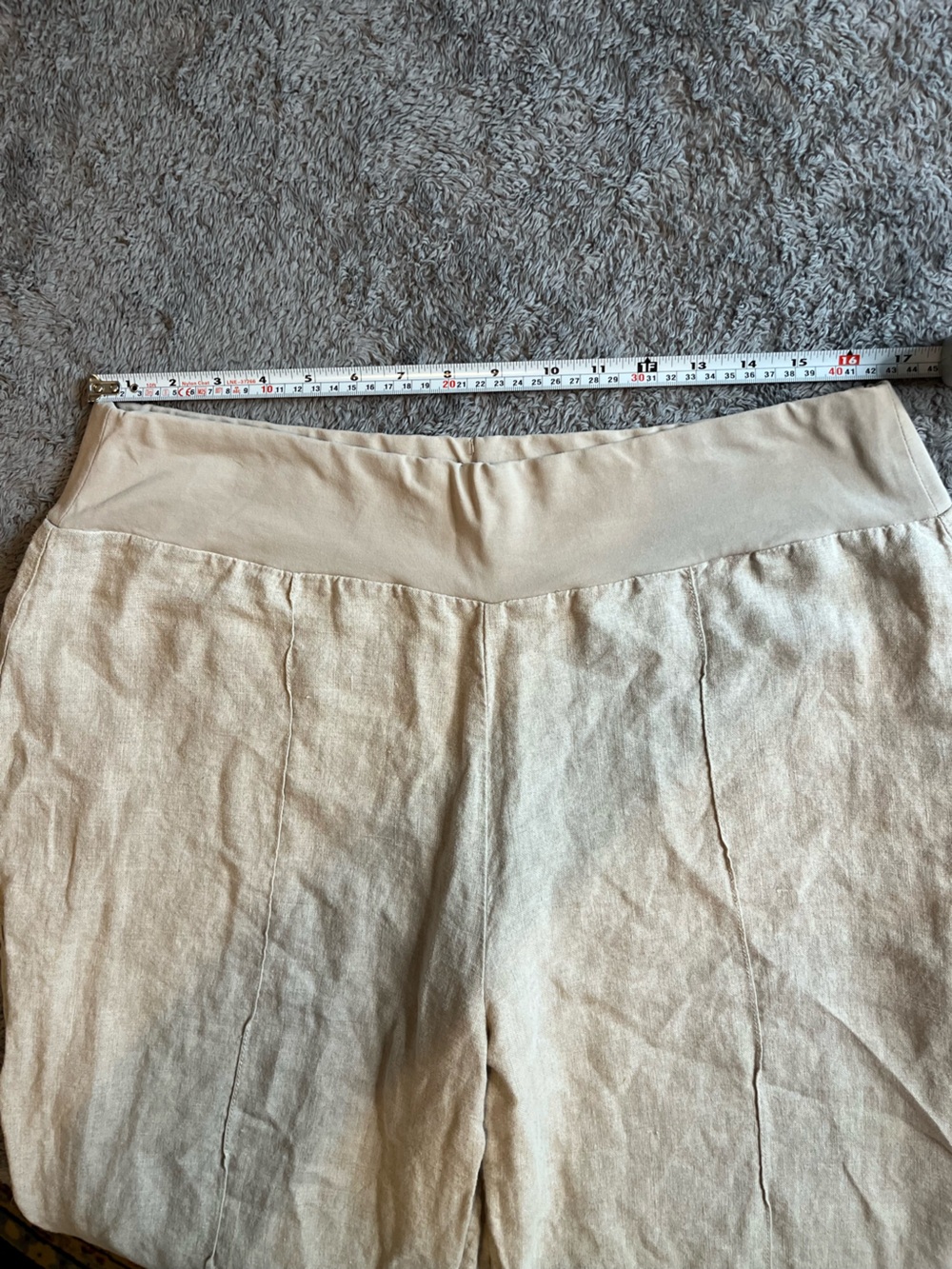 Coldwater Creek Beige 100% Linen Pull On Straight Leg Pants - Picture 5 of 6